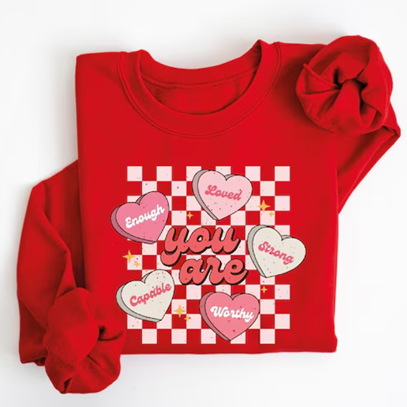 Retro Teacher Valentines Sweatshirt, Womens Heart Valentines Sweatshirt, Love Valentines Sweatshirt, Cute Valentines Day Gift