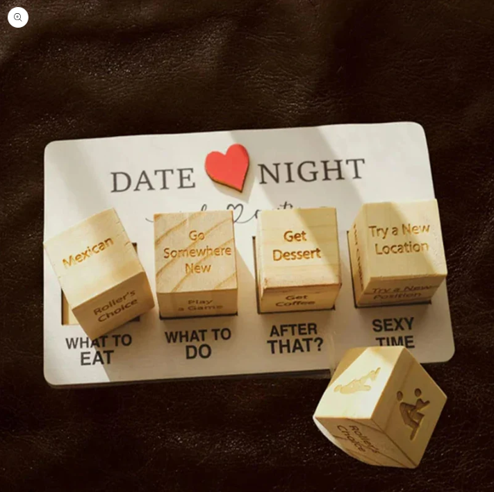 Wooden Date Night Dice Naughty Couple Dice Game for Him Funny Portable Couple Dice Kit for Adults Women Men Husband Girlfriend Boyfriend Valentine's Day Bridal Wedding Shower - MyFaceBoxer