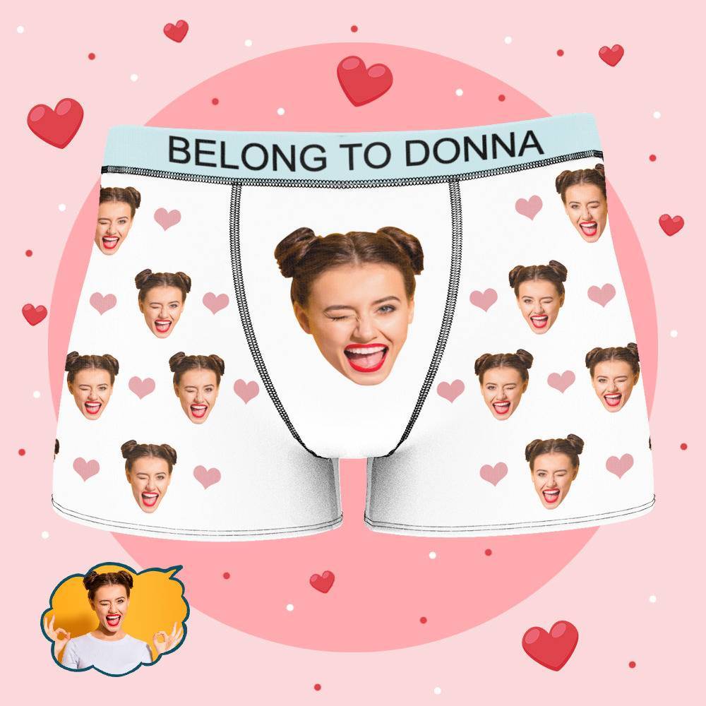Personalized Property of Donna Boxer Custom Name Face Boxer with Text Inscribed Waist Anniversary Gifts for Boyfriend. - MyFaceBoxer