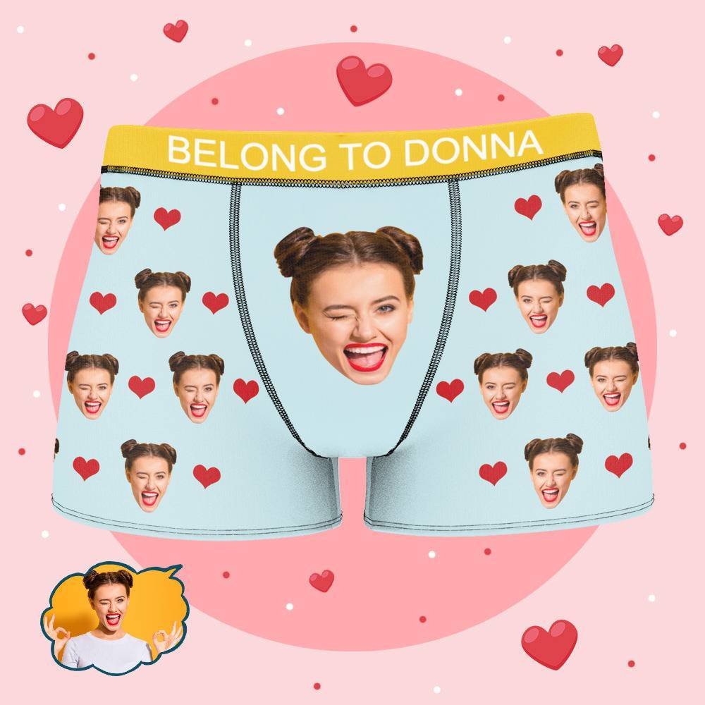 Personalized Property of Donna Boxer Custom Name Face Boxer with Text Inscribed Waist Anniversary Gifts for Boyfriend. - MyFaceBoxer