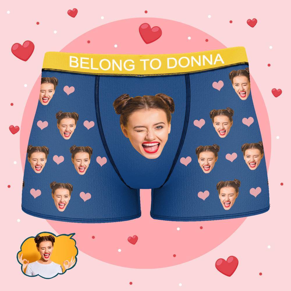 Personalized Property of Donna Boxer Custom Name Face Boxer with Text Inscribed Waist Anniversary Gifts for Boyfriend. - MyFaceBoxer