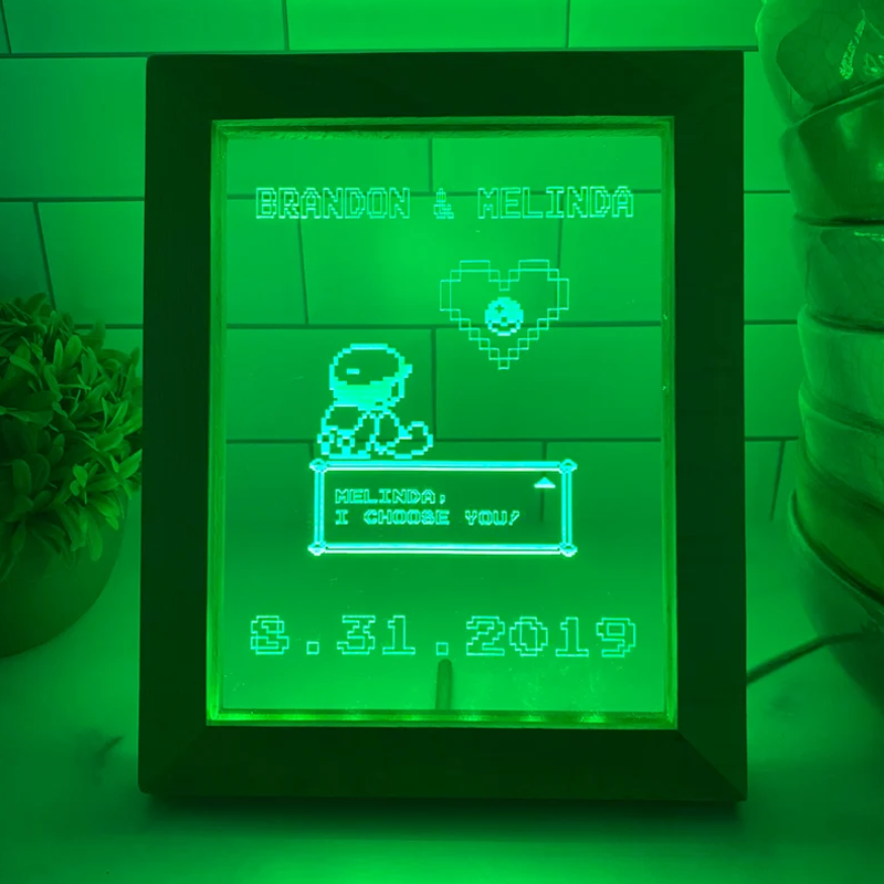 8 Bit Heart Night Light - Gamer Heart Gifts - Retro Night light - Anniversary Gift - Saved My Last Heart - Wedding Gift - 8 Bit Light