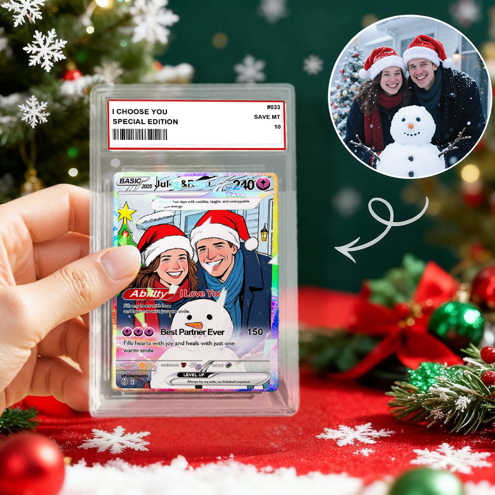 Christmas Gift Poke Card Custom Poke Card Gift For Family Couple Custom Santa Couple Present - MyFaceSocksUK