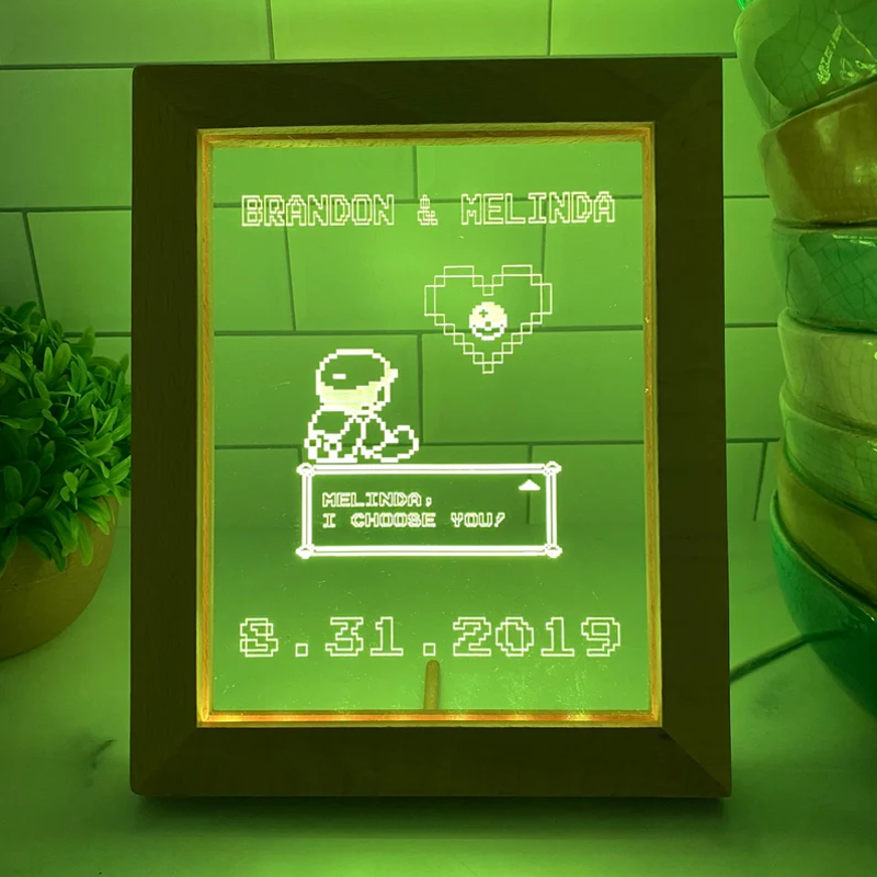 8 Bit Heart Night Light - Gamer Heart Gifts - Retro Night light - Anniversary Gift - Saved My Last Heart - Wedding Gift - 8 Bit Light