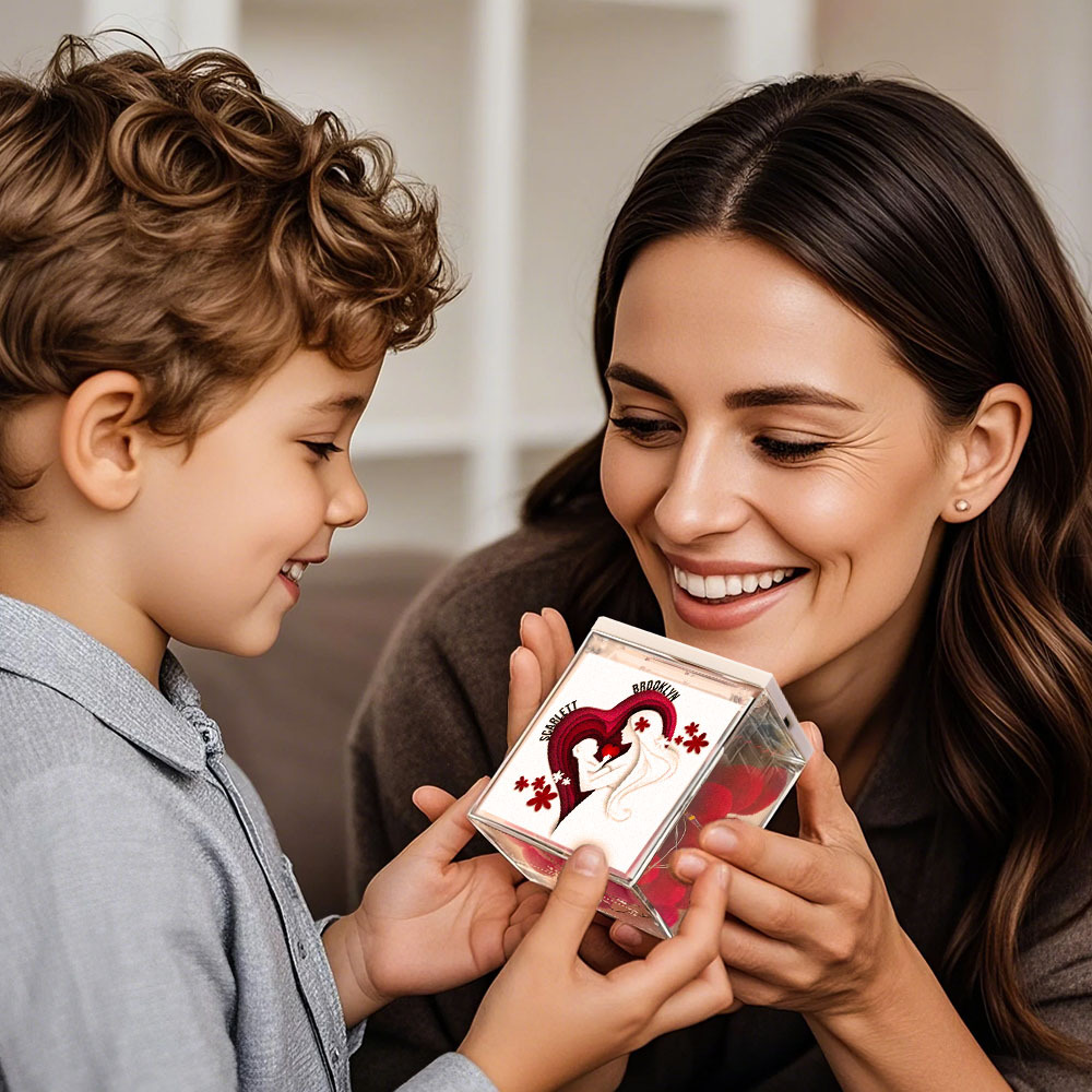Custom Mini Vinyl Record Player in an Acrylic Box with Custom Name Cover Mother's Day Gift for Mum - MyFaceBoxer