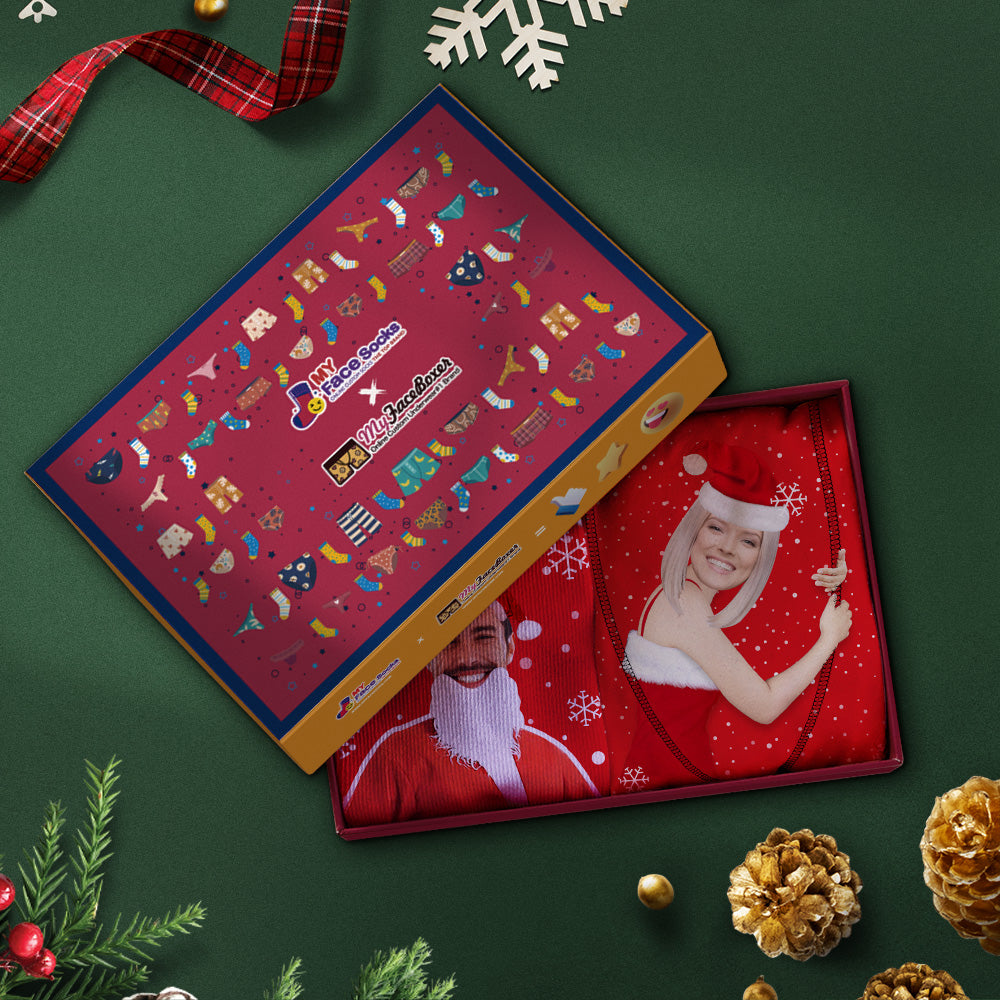 Custom Christmas Lover Face Boxer Shorts And Socks Set Co-Branding Set