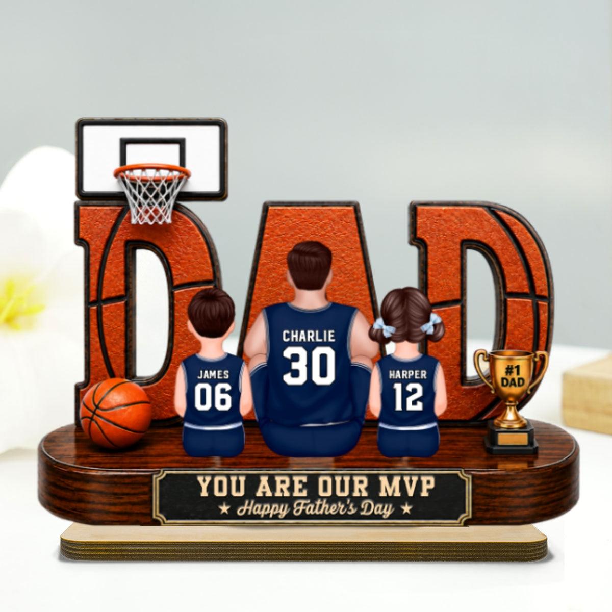 Basketball Dad Legend Daddy's Dream Team - Personalized Wooden Plaque - Unique Trending Father's Day Gift For Dad, Husband, Basketball Fans