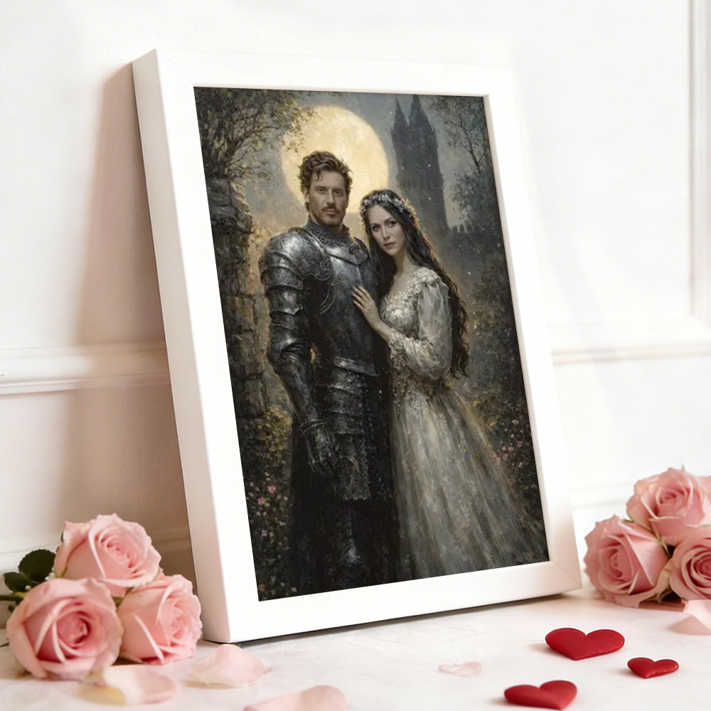 Custom Romantic Couple Portrait Frame from Photo Personalized Royal Couple Gift for Valentine's Day