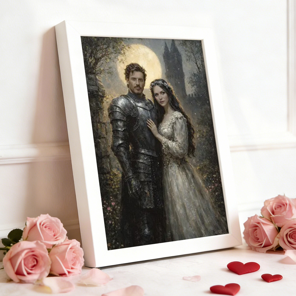 Custom Romantic Couple Portrait Frame from Photo Personalized Royal Couple Gift for Valentine's Day