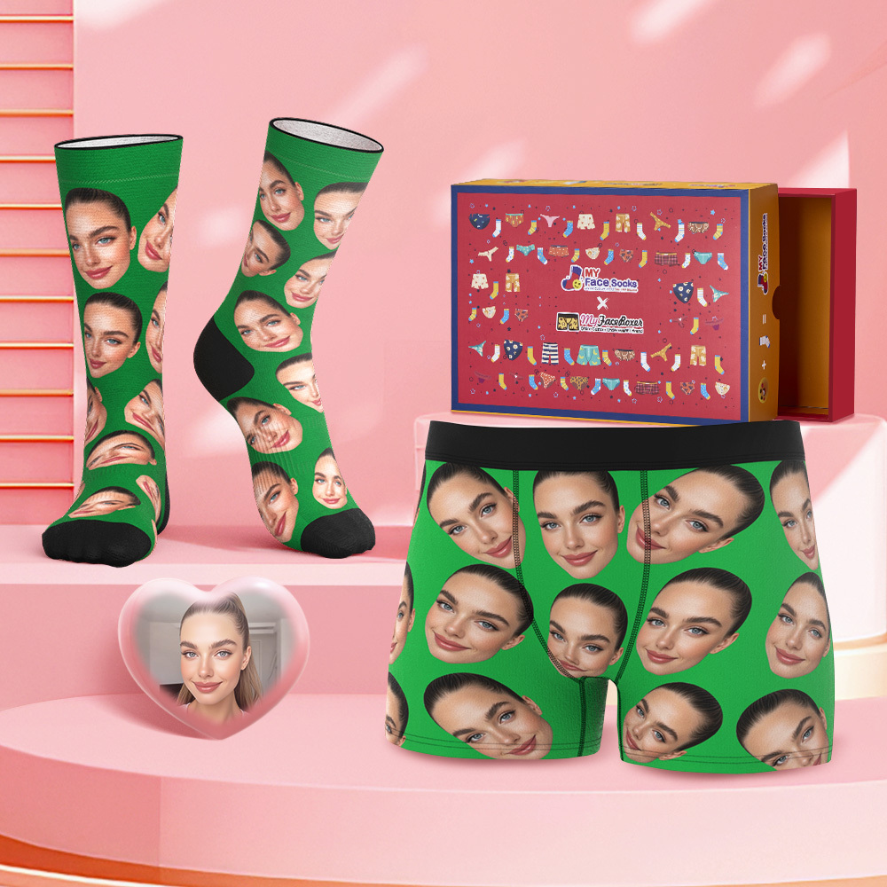 Custom Big Face Boxer Shorts And Socks Set Personalized Photo Gift - MyFaceBoxer