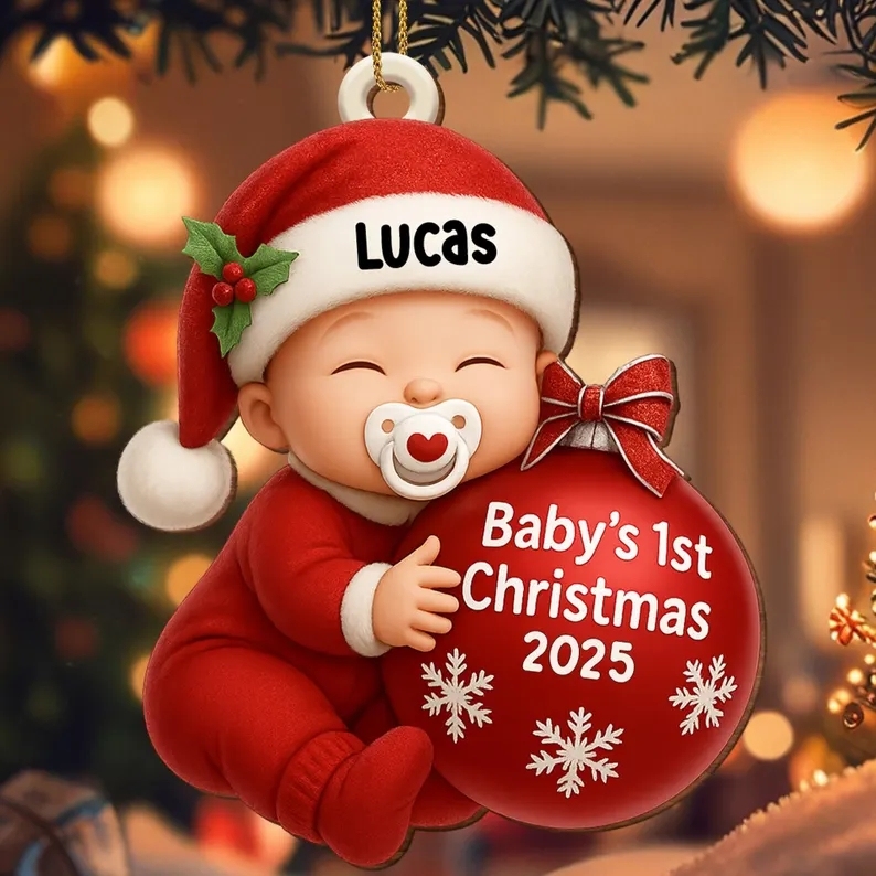 Personalized Baby First Christmas Ornament Custom Name Newborn Baby Christmas Tree Decor, New Baby Keepsake, Christmas Gift For Kid