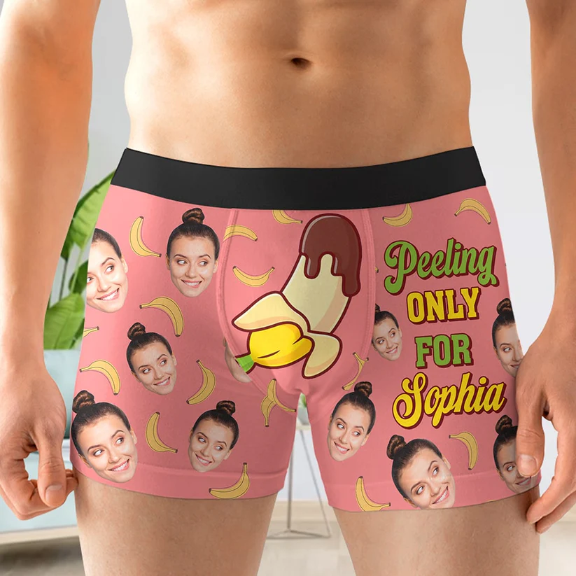 Custom Photo Funny Gifts For Him Men's Boxers Peeling Only For Her