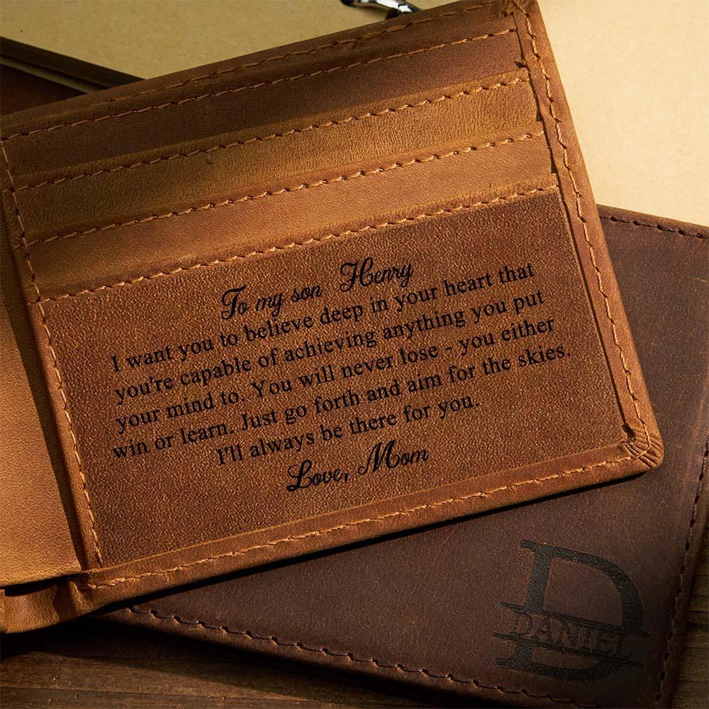 Son Graduation Gift, Personalized Son Wallet, Graduation Gift, Mens Wallet, Son Birthday Gift From Mom, Gift For Son, Custom Leather Wallet