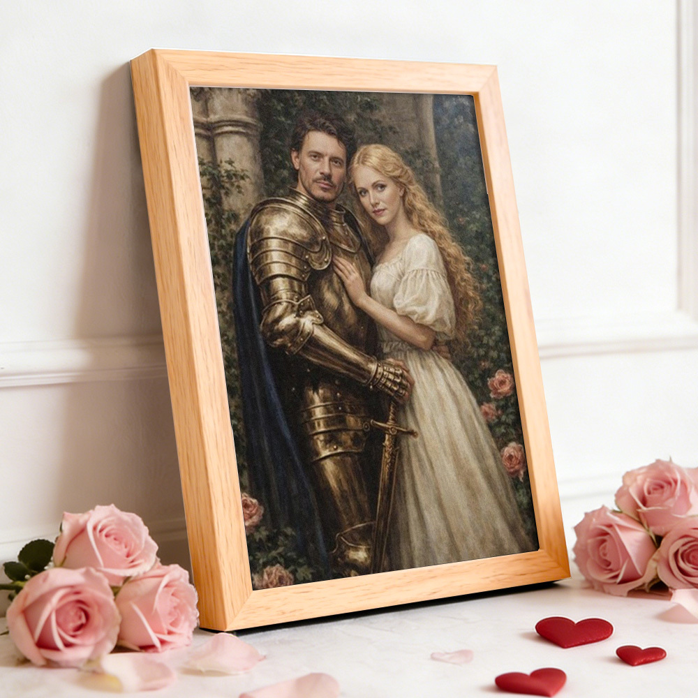 Custom Romantic Couple Portrait Frame from Photo Personalized Royal Couple Gift for Valentine's Day