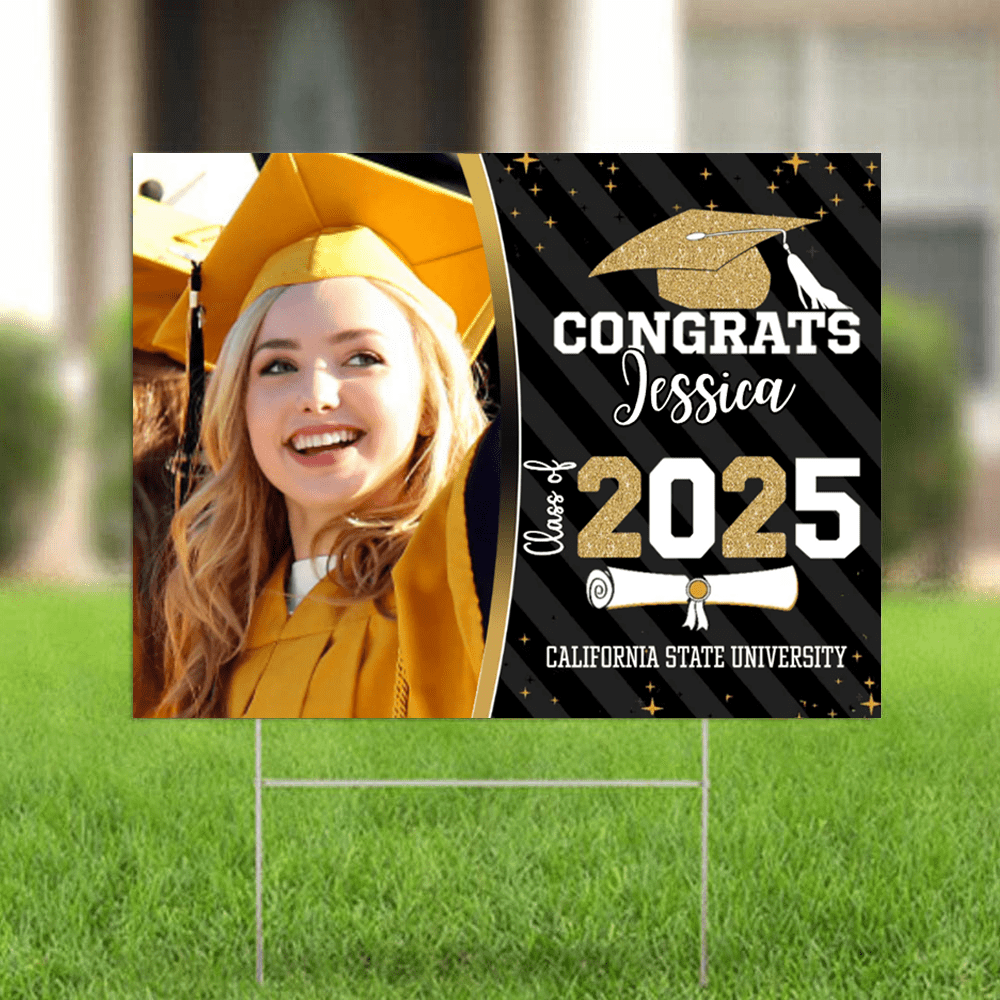 Congrats Class of 2025 Custom Image Yard Sign - Graduation Day, Senior Gift - MyFaceBoxer