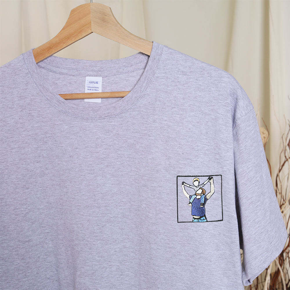 Gift For Dad Custom Embroidered Dad T-Shirt From Photo Father's Day Gift