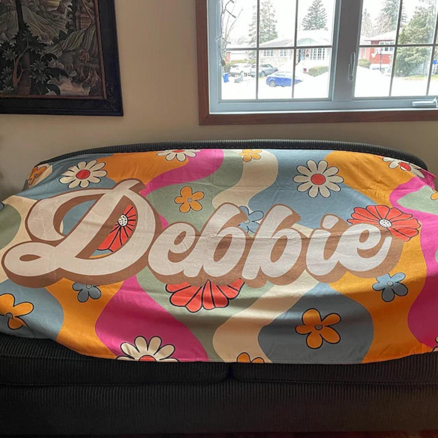 Custom Pink Flower Beach Towel,Personalized Bath Towel With Name,Pool Towel For Adults,Vacation Gift,Birthday Gift,Oversized Beach Towel - MyFaceBoxer