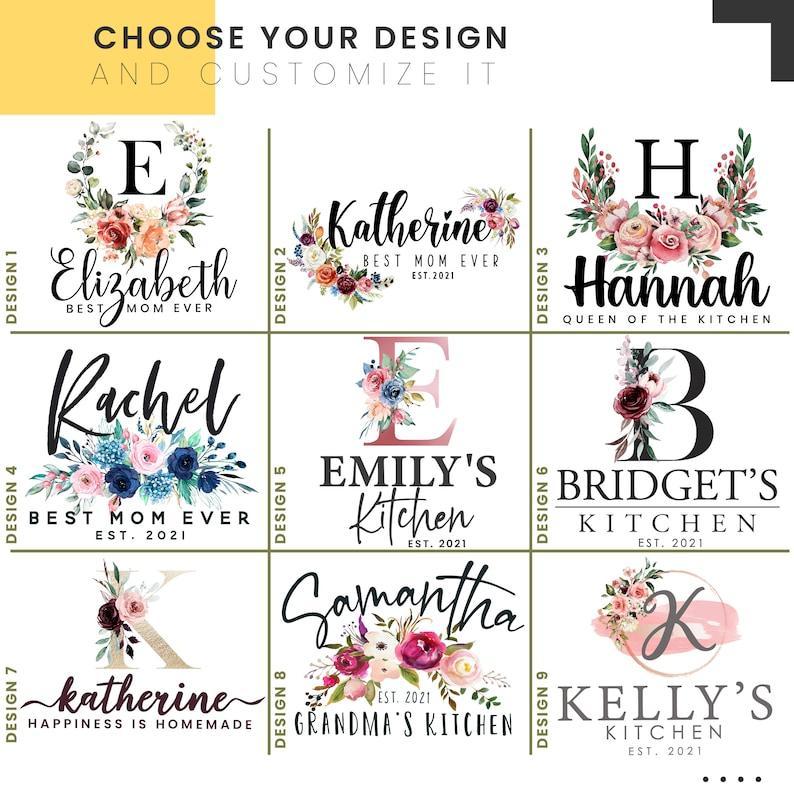 Personalized Floral Apron for Women Custom Aprons Chef Gifts Grilling