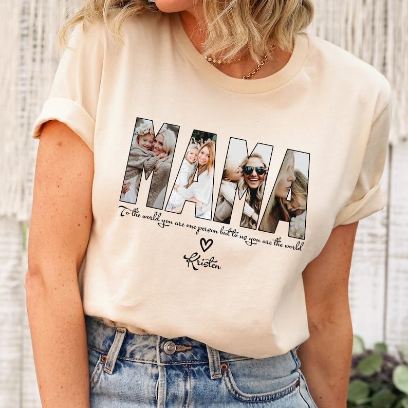 CUSTOM MAMA Photo Shirt, Customized Mother's Day Gift, Gift For Mama,Personalized Gift for MOM,Printable Mother Day Photo Shirt,Grandma Gift	 - MyFaceBoxer