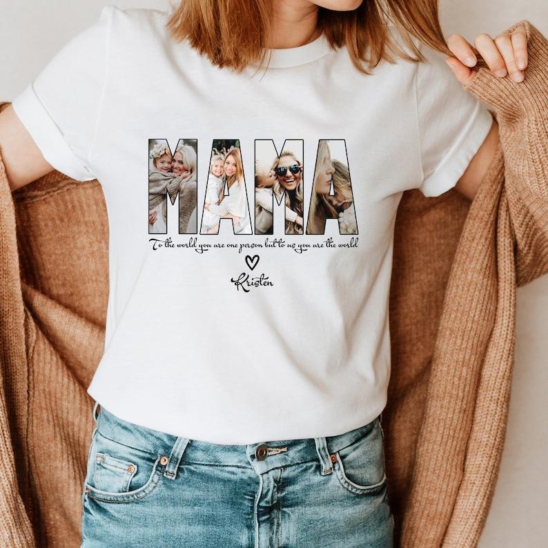 CUSTOM MAMA Photo Shirt, Customized Mother's Day Gift, Gift For Mama,Personalized Gift for MOM,Printable Mother Day Photo Shirt,Grandma Gift	 - MyFaceBoxer