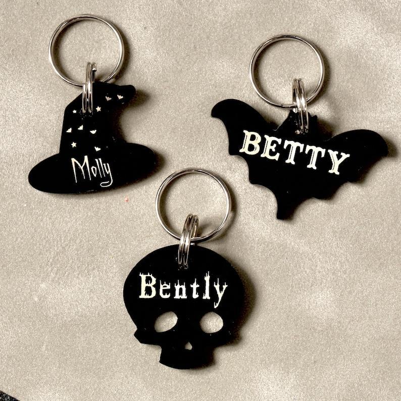 Personalized Bat Pet Tag or Human ID Tag, Perfect Tag for Cats Spooky Pet Tags Dog ID Tag