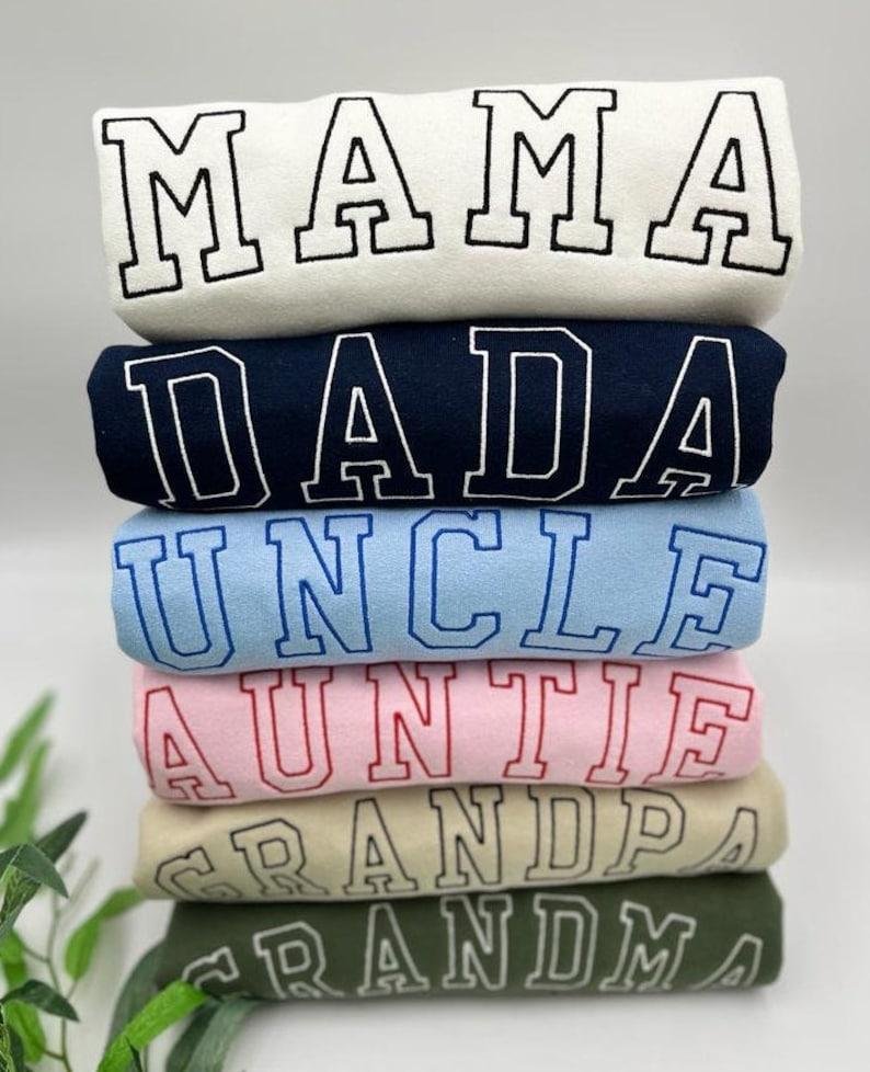 GRANDMA, GRANDPA  Embroidered Sweatshirt, Mom Dad Crewneck Grandparents' Day Gift