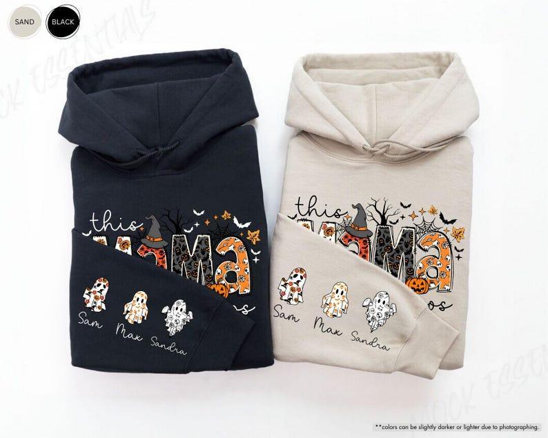 Custom Halloween Mama Sweatshirt, This Mama Loves Her Boos Sweatshirt, Halloween Mama Hoodie, Halloween Mom Gift, Personalized Spooky Mama