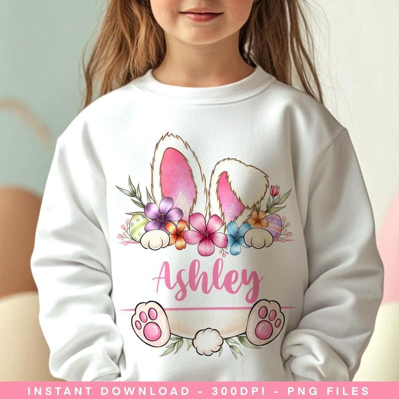 Custom Easter Bunny Children's Sweatshirt Personalized Sweatshirt Name for Kids - MyFaceBoxer