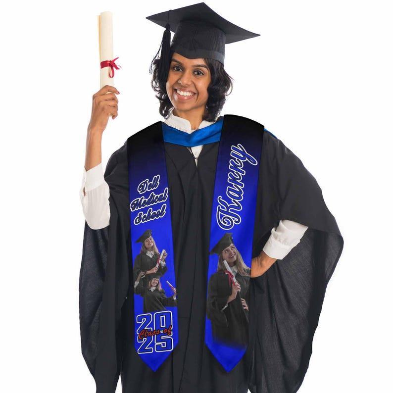 Personalized Graduation Stole Class of 2025, Custom Text Grad Stoles, Graduation Sash Gift for Her Him, School Name Stole, Gift for Graduate