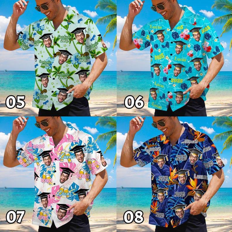 Custom Graduation Shirts for Man Women, Custom Graduate T-Shirt with Face Name, Personalized Graduation Shirt,Personalized Hawaiian Shirt