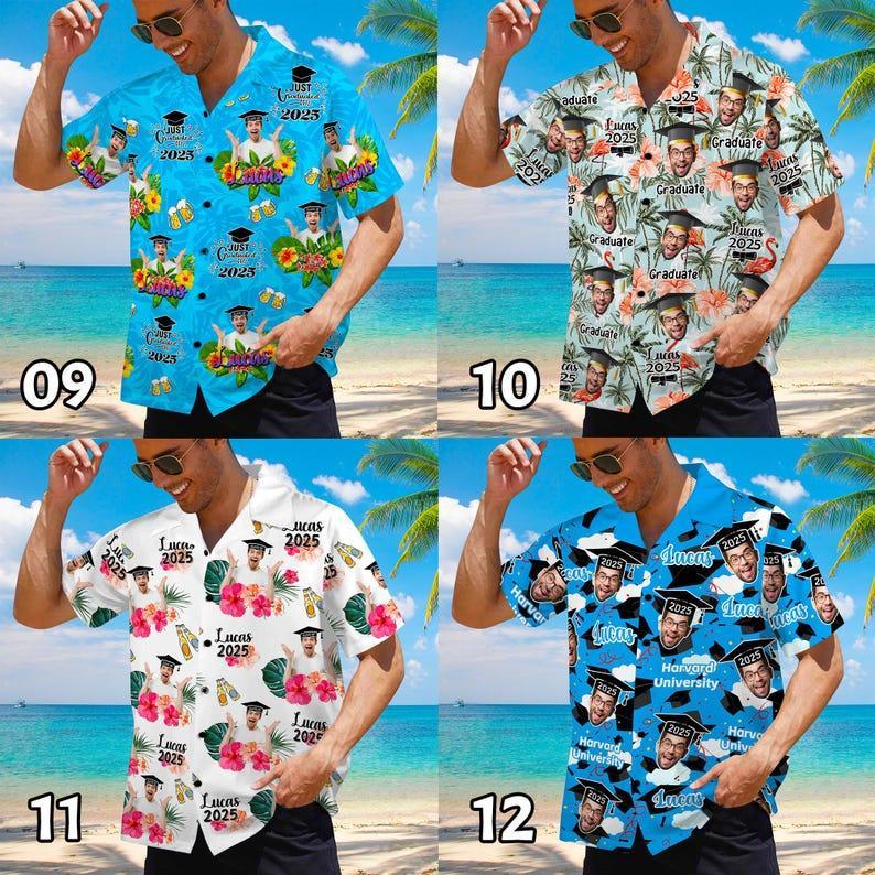 Custom Graduation Shirts for Man Women, Custom Graduate T-Shirt with Face Name, Personalized Graduation Shirt,Personalized Hawaiian Shirt