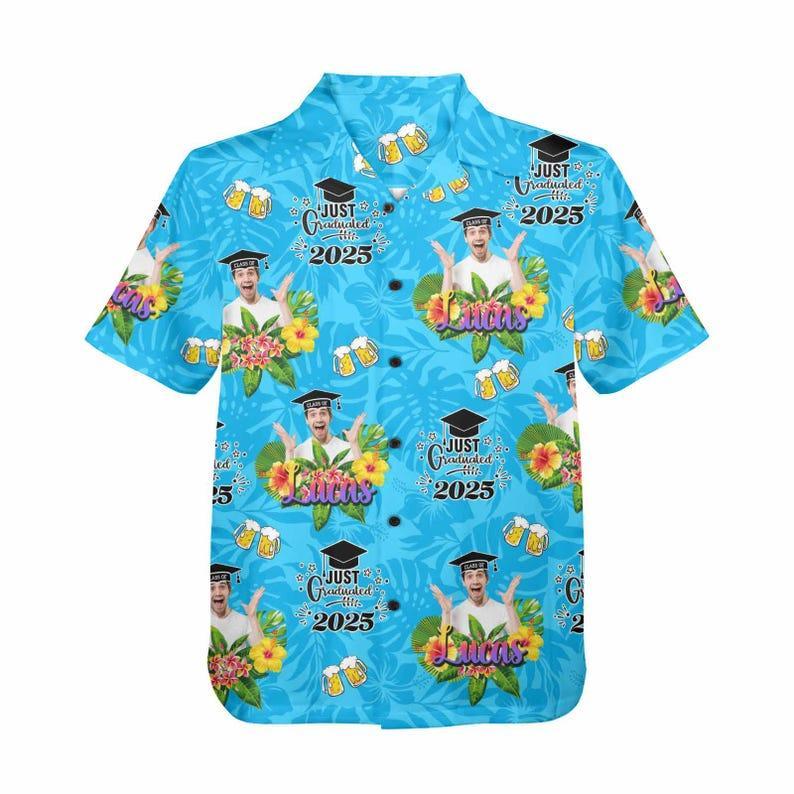 Custom Graduation Shirts for Man Women, Custom Graduate T-Shirt with Face Name, Personalized Graduation Shirt,Personalized Hawaiian Shirt