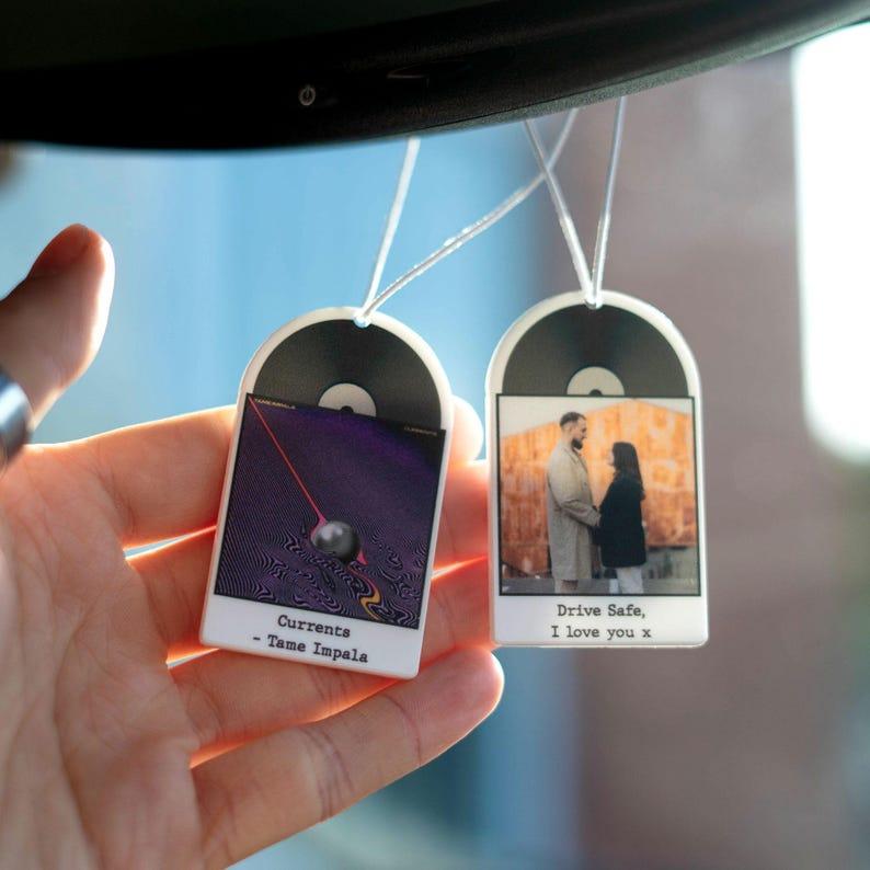 Personalized Vinyl Song Photo Car Ornament Hanging Car Polaroid Any Image Driving Test Pass Gift NFC Song Player Couples Playlist Gift Idea