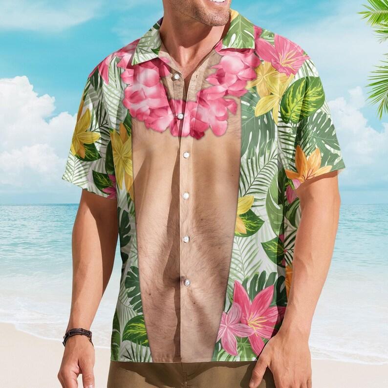 Funny Big Belly Aloha With Tropical Flowers Custom Hawaiian Shirt, Gift For Men, Dad, Funny Beach Shirt for Husband, Summer Party Wear