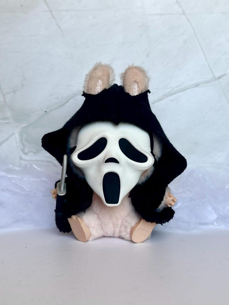 Horror Mask and Outfit Set for Doll, Slasher inspired costumes, Creepy Cute, Spooky Costume for Halloween, 6-Inch Plushie, Goth Theme