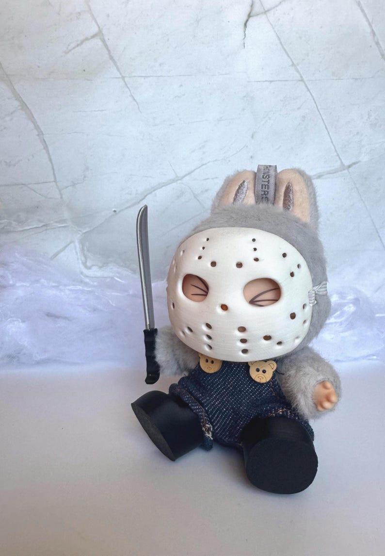 Horror Mask and Outfit Set for Doll, Slasher inspired costumes, Creepy Cute, Spooky Costume for Halloween, 6-Inch Plushie, Goth Theme