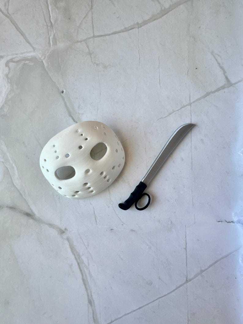 Horror Mask and Outfit Set for Doll, Slasher inspired costumes, Creepy Cute, Spooky Costume for Halloween, 6-Inch Plushie, Goth Theme