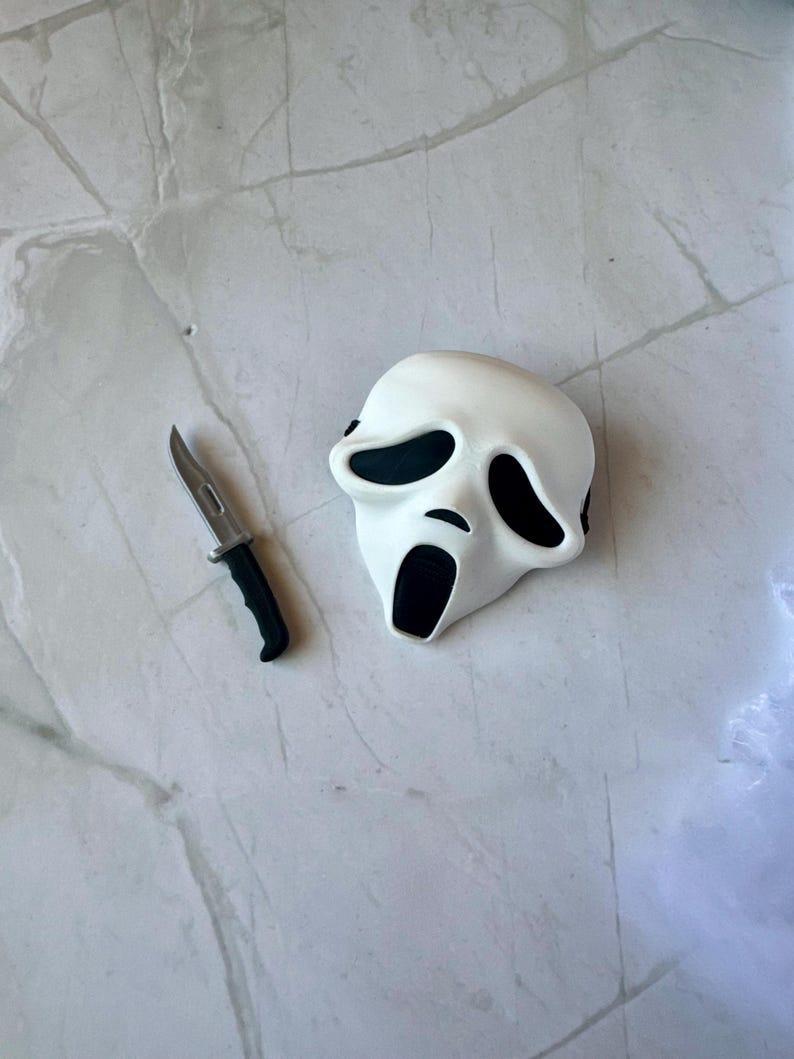 Horror Mask and Outfit Set for Doll, Slasher inspired costumes, Creepy Cute, Spooky Costume for Halloween, 6-Inch Plushie, Goth Theme