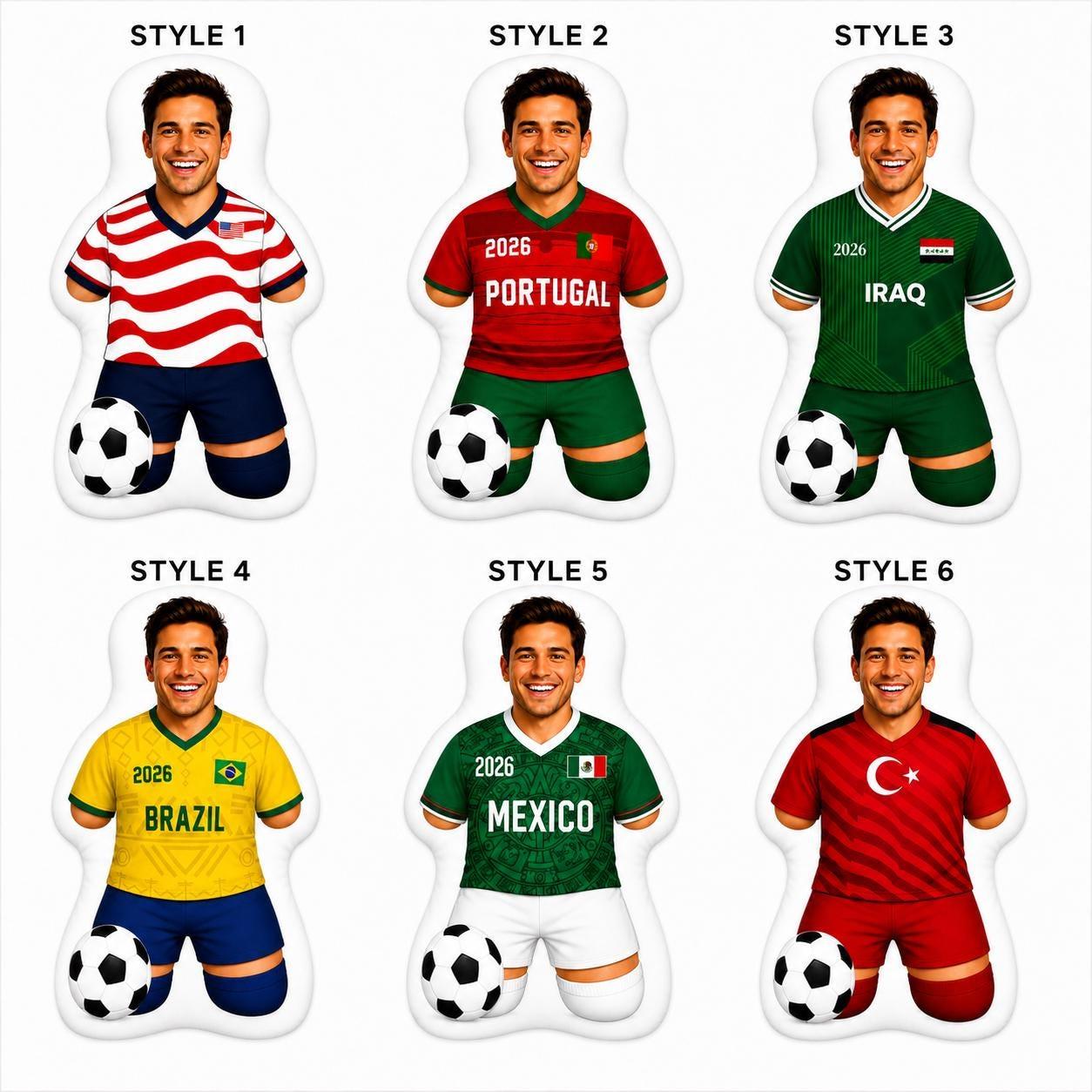 Personalized Soccer Player Pillow with Face, World Soccer Fan Gift, Custom Football Player Pillows,Kids Soccer Gift