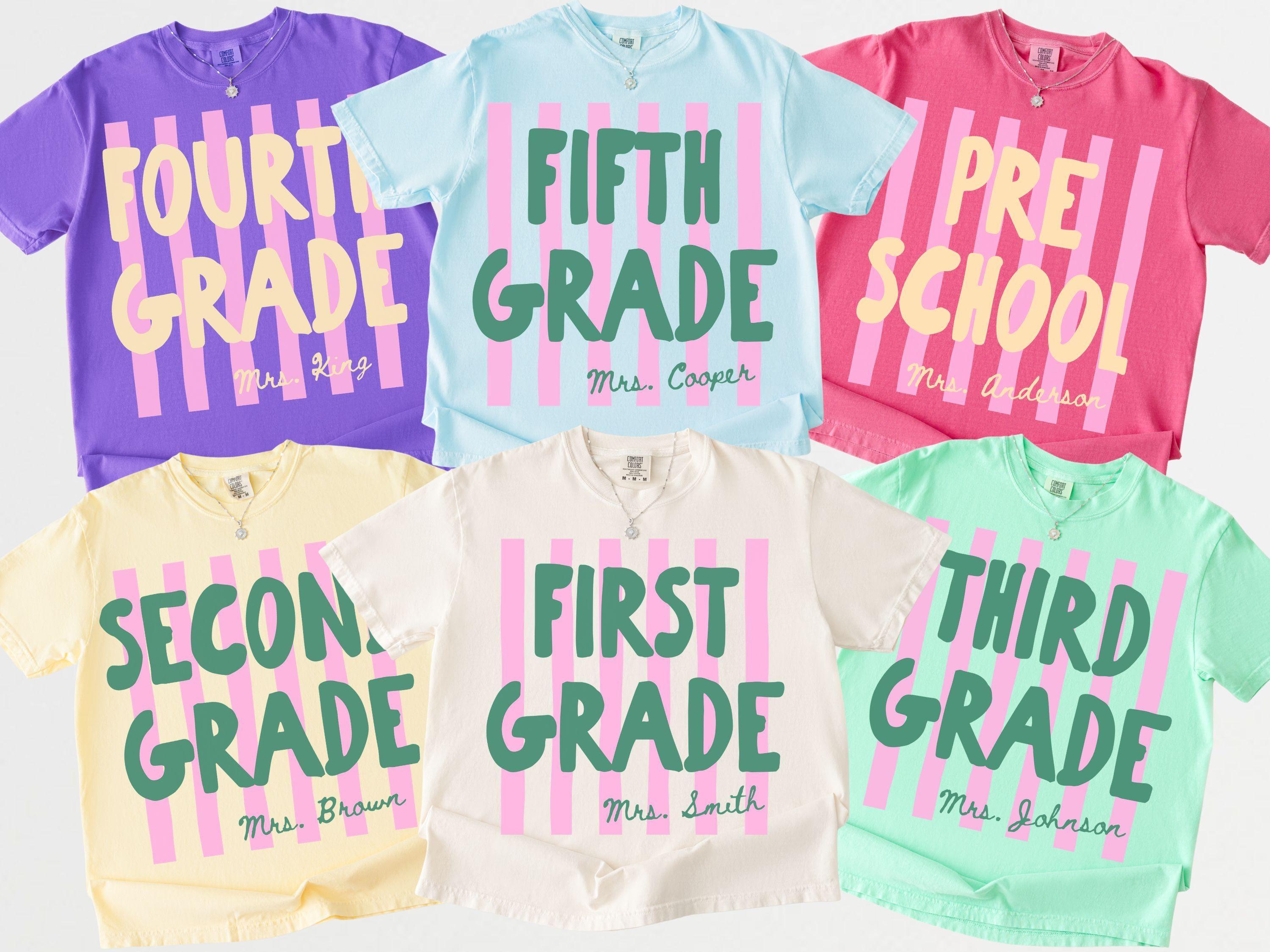 Custom Back to School Teacher Shirt Comfort Colors, Personalized Teacher Team Shirts, Grade Level Tee, First Second Third Fourth Fifth Grade