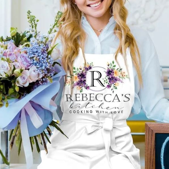 Personalized Name Apron for Women Gifts, Custom Family Apron Cooking Gift for Mother's Day Gifts	 - MyFaceBoxer