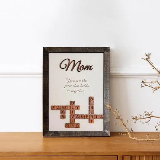 Scrabble Frame Mum the Nanny, Family Name Sign, Gifts for Mom, mother in law gift, Family Tree Gift, Christmas Gifts, Unique Gifts for Mom