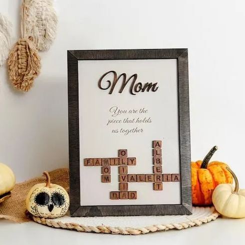 Scrabble Frame Mum the Nanny, Family Name Sign, Gifts for Mom, mother in law gift, Family Tree Gift, Christmas Gifts, Unique Gifts for Mom	 - MyFaceBoxer