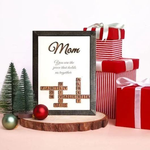 Scrabble Frame Mum the Nanny, Family Name Sign, Gifts for Mom, mother in law gift, Family Tree Gift, Christmas Gifts, Unique Gifts for Mom	 - MyFaceBoxer