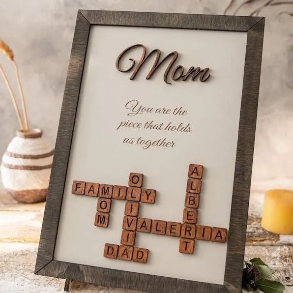 Scrabble Frame Mum the Nanny, Family Name Sign, Gifts for Mom, mother in law gift, Family Tree Gift, Christmas Gifts, Unique Gifts for Mom	 - MyFaceBoxer
