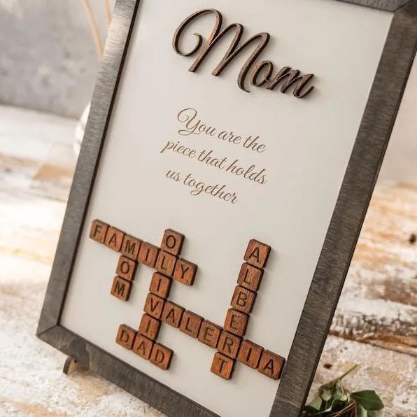 Scrabble Frame Mum the Nanny, Family Name Sign, Gifts for Mom, mother in law gift, Family Tree Gift, Christmas Gifts, Unique Gifts for Mom	 - MyFaceBoxer