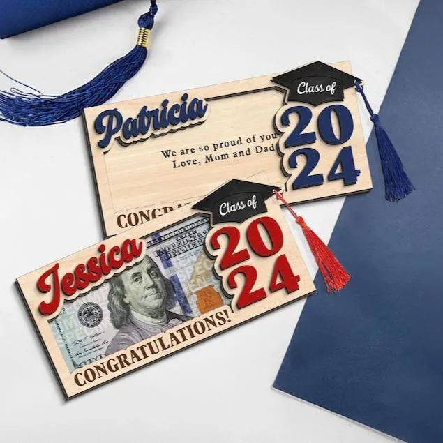 FREE TASSEL Graduation Gift For Her Him, Custom Money Gift Holder, Class Of 2025 Gift Custom Name Money Holder