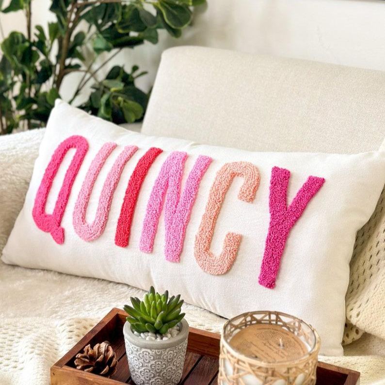 Personalized Baby Girl Room Name Pillow Cover, Baby Girl Nursery Pillo
