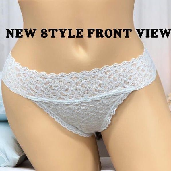 Personalized White Lace Bridal Thong Women`s Underwear