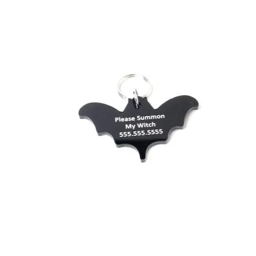 Personalized Bat Pet Tag or Human ID Tag, Perfect Tag for Cats Spooky Pet Tags Dog ID Tag